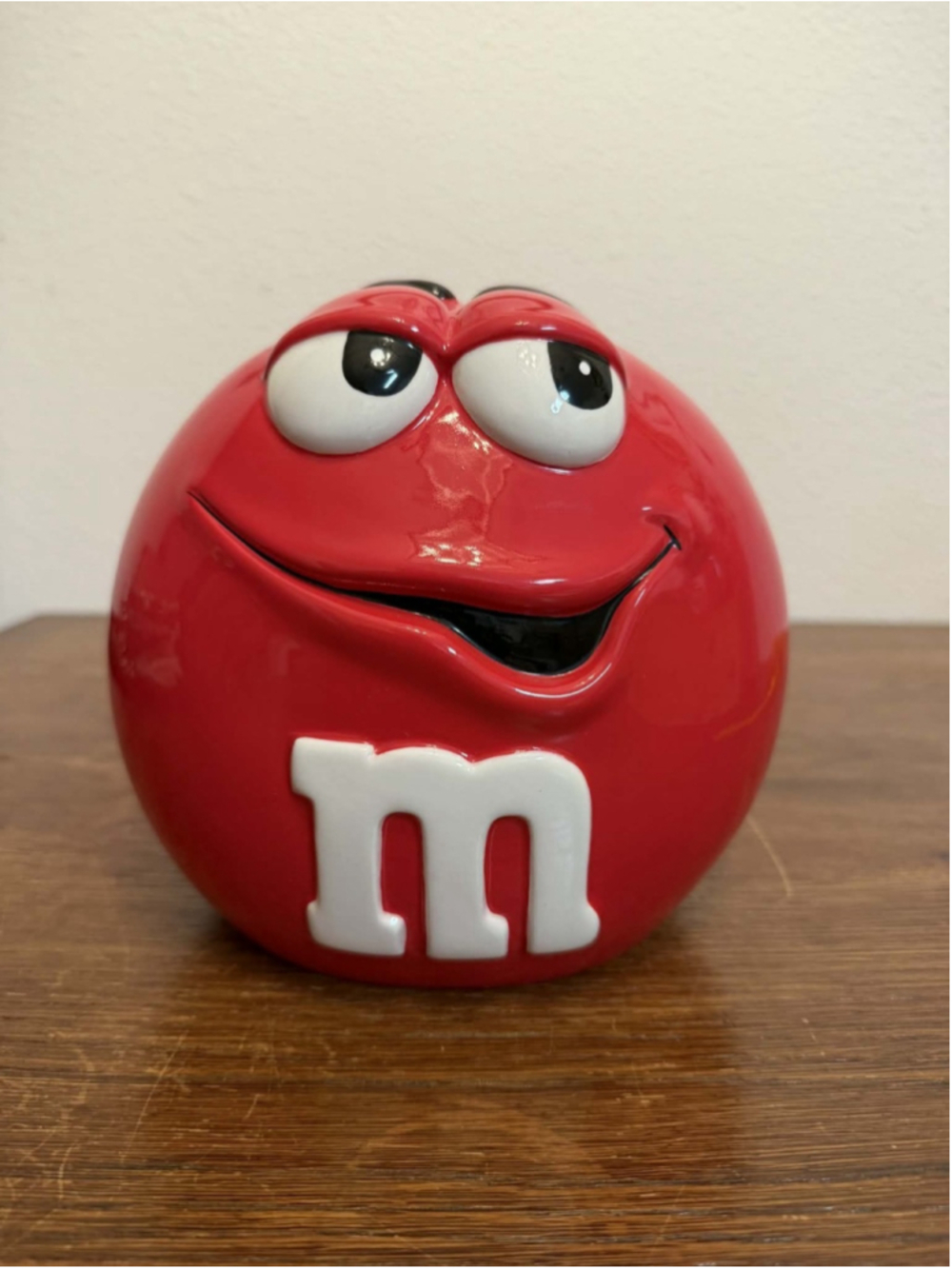 Galerie 2003 Red M&M Cookie Jar Ceramic Red Jar Mars Collectible Kitchen Decor